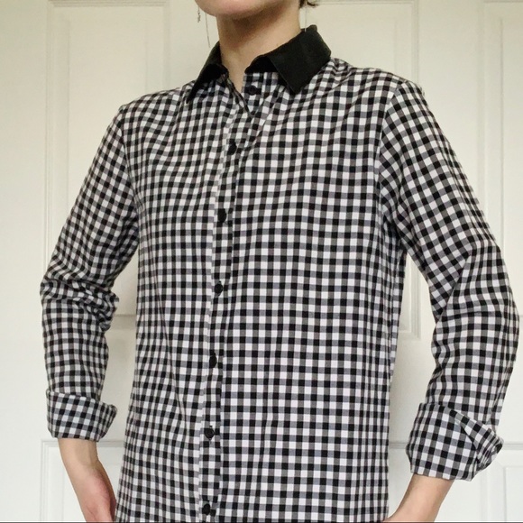 Vegan leather collared chequered shirt - Picture 4 of 4
